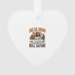 Deja Moo Funny Cow Western Vintage Shirt Design_1 Ornament