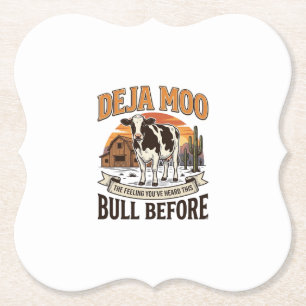 Deja Moo Funny Cow Western Vintage Shirt Design_1 Paper Coaster