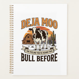 Deja Moo Funny Cow Western Vintage Shirt Design_1 Planner