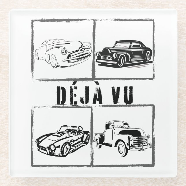Déjà vu.w glass coaster (Front)