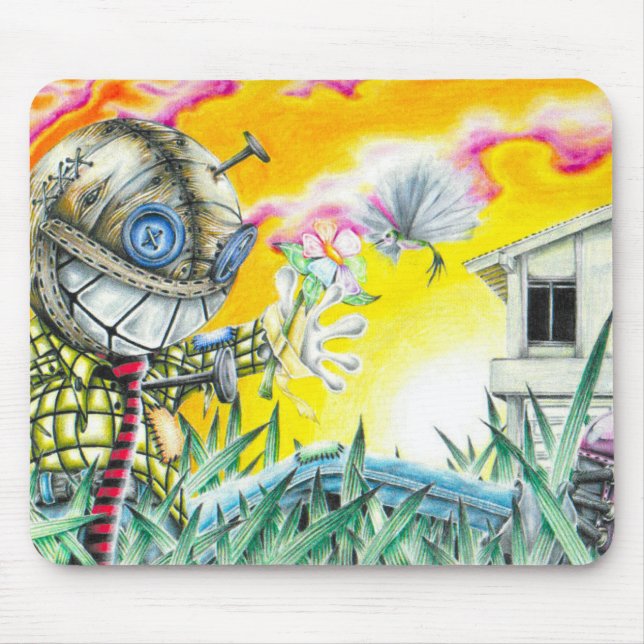 Deja Vudoo - Cute Colourful Pin Cushion Doll Art Mouse Mat (Front)