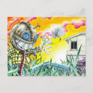 Deja Vudoo - Cute Colourful Pin Cushion Doll Art Postcard