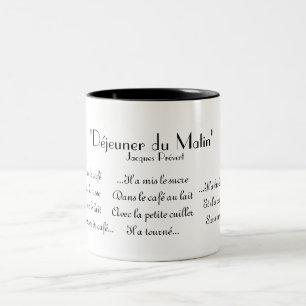 "Déjeuner du matin" by Jacques Prévert Coffee Mu Two-Tone Coffee Mug