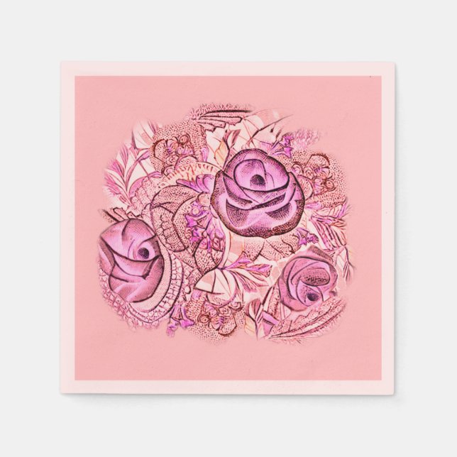 Dekorative Rosen und Spitzen Napkin (Front)