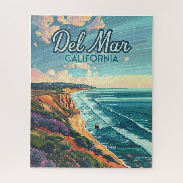 Del Mar California San Diego Beach Pacific Vintage Jigsaw Puzzle (Vertical)