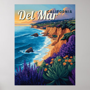 Del Mar California Vintage Beach - San Diego  Poster