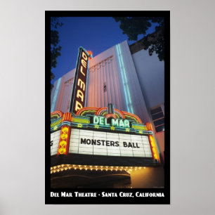 Del Mar Theatre, Santa Cruz 11x17 Poster