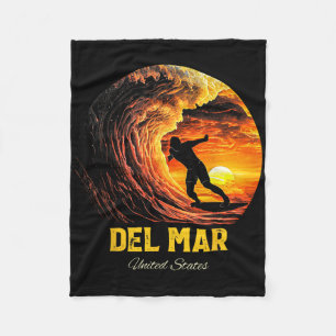 Del Mar United States Surfing Surfboard Fleece Blanket