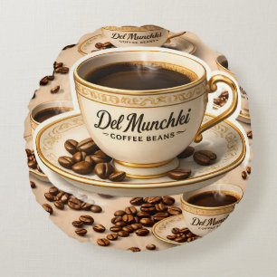 Del munchy coffee beans premium round cushion