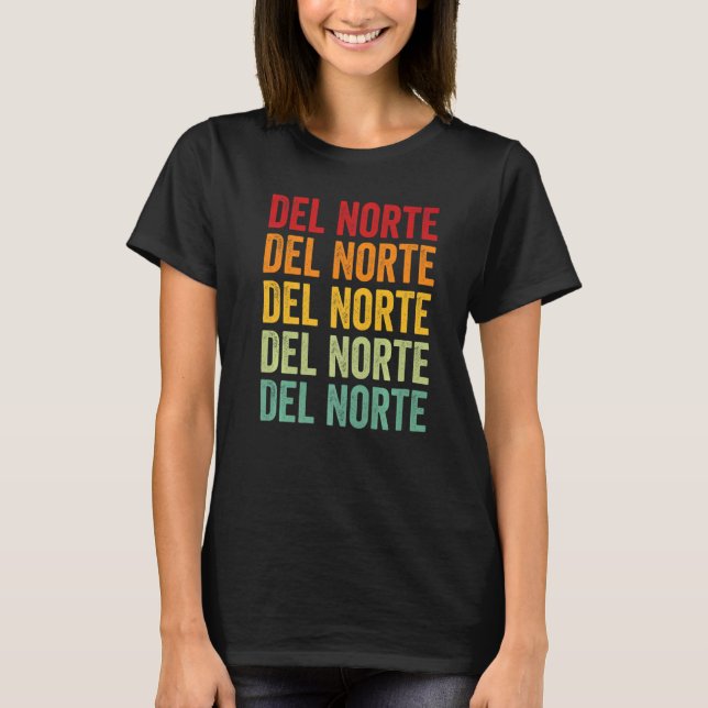 Del Norte County California Rainbow Text T-Shirt (Front)