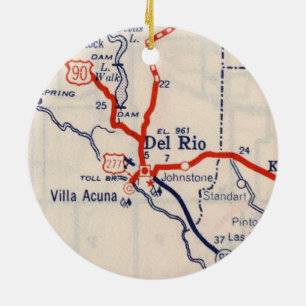 Del Rio 1948 Map Ceramic Tree Decoration