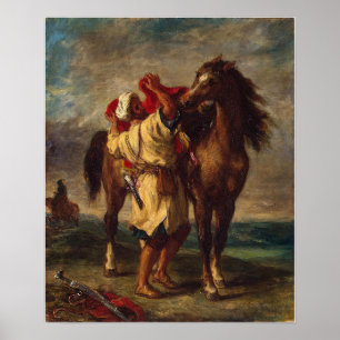 Delacroix - Arab Saddling His Horse Poster