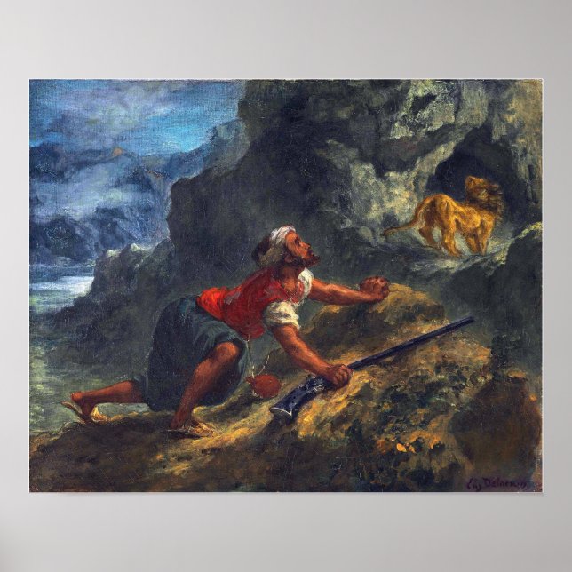 Delacroix - Arab Stalking A Lion Poster (Front)
