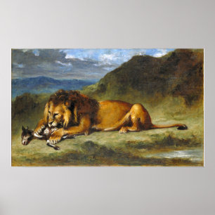 Delacroix - Lion Devouring A Goat Poster