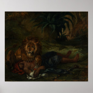 Delacroix - Lion Devouring An Arabic 1847 Poster