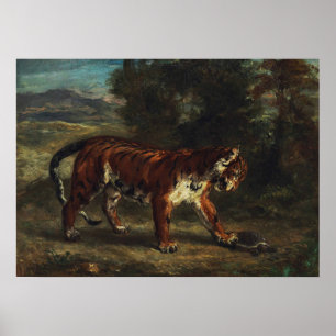 Delacroix - Tiger Playing With A Turtle Poster