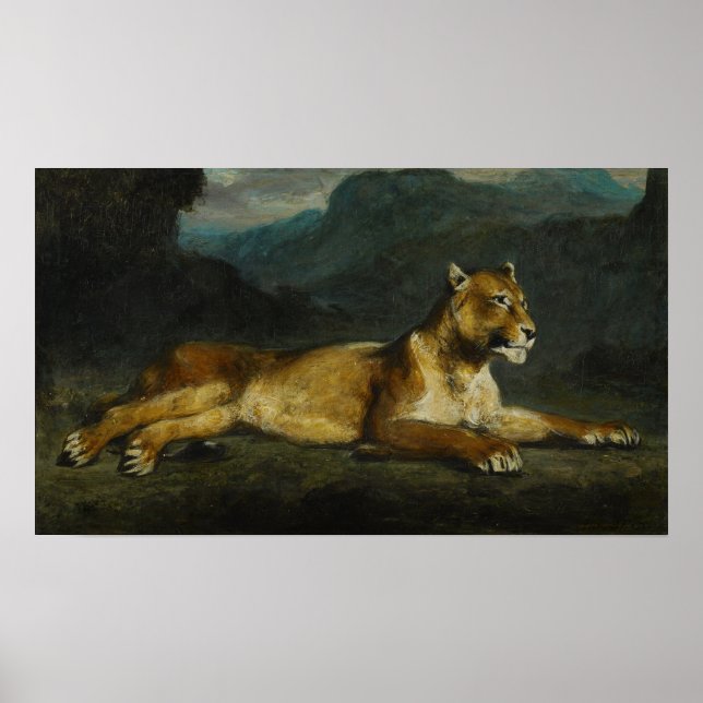 Delacroix - Tilting Lioness 1855 Poster (Front)