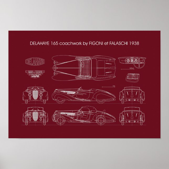 Delahaye 165 Figoni and Falaschi Poster (Front)