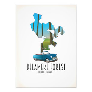 Delamere Forest Cheshire England map Photo Print