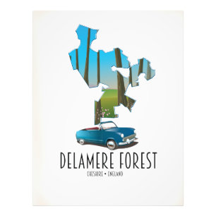 Delamere Forest Cheshire England map Photo Print