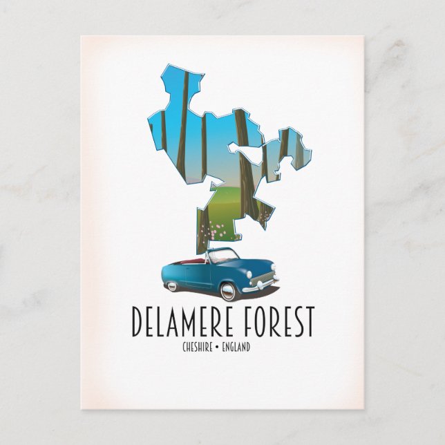 Delamere Forest Cheshire England map Postcard (Front)