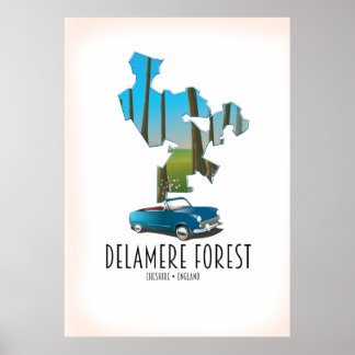 Delamere Forest Cheshire England map Poster