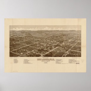 DeLand Florida 1884 Antique Panoramic Map Poster
