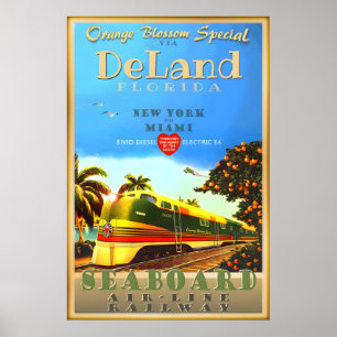 DeLand Florida Orange Blossom Special Train Art Poster