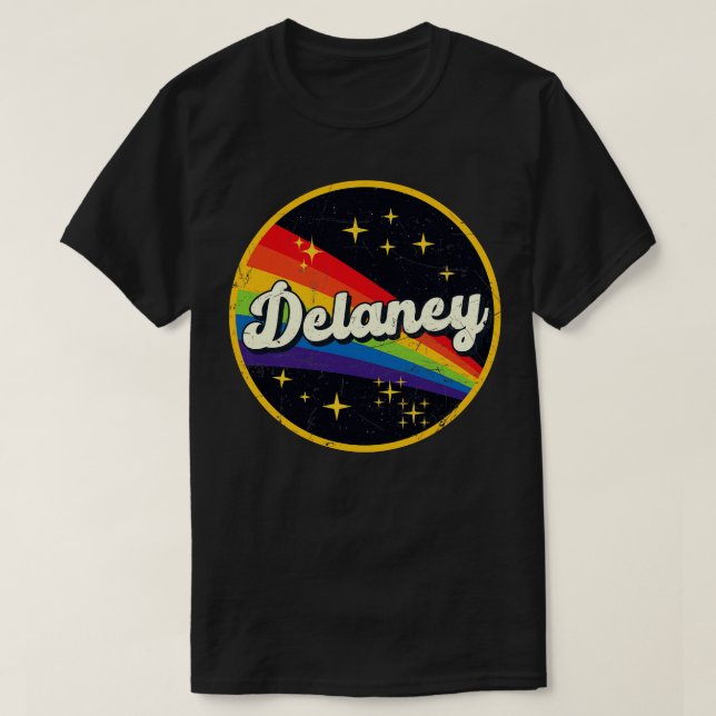 Delaney Rainbow In Space Vintage GrungeStyle T-Shirt (Design Front)