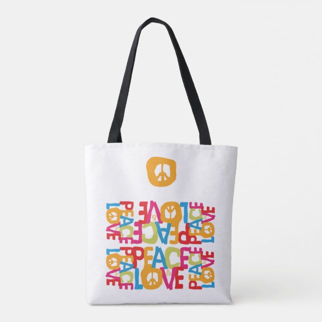 DELANTAL HIPPIE WORLD SUMMER 2021 PEACE AND LOVE TOTE BAG (Back)