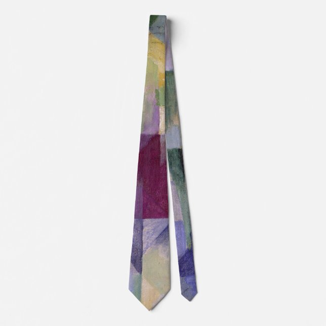 Delaunay Claasic Abstract Art Painting Blue Green Tie (Front)