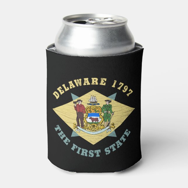 DELAWARE 1797 THE FIRST STATE FLAG  CAN COOLER (Can Front)