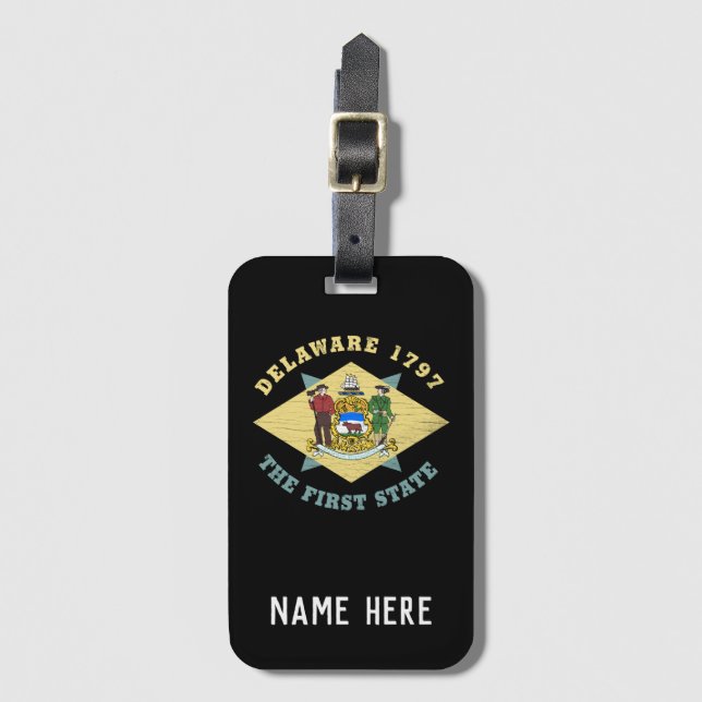 DELAWARE 1797 THE FIRST STATE FLAG LUGGAGE TAG (Front Vertical)