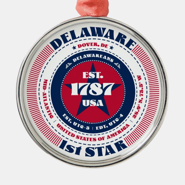 Delaware 1st State Christmas Ornament (Front)