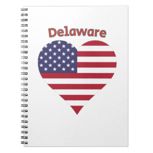 Delaware American Flag Heart Notebook