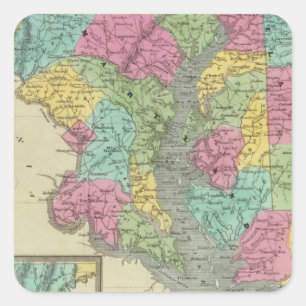 Delaware And MaryLand Square Sticker