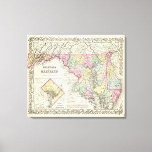 Delaware And Maryland with District of Columbia Canvas Print