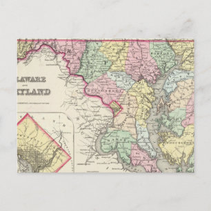 Delaware And Maryland with District of Columbia Postcard