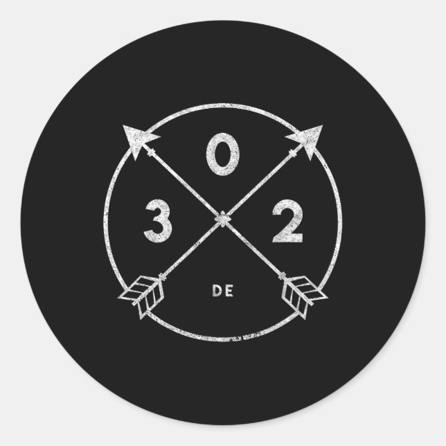 Delaware Area Code 302 State Pride Souvenir Gift A Classic Round Sticker (Front)