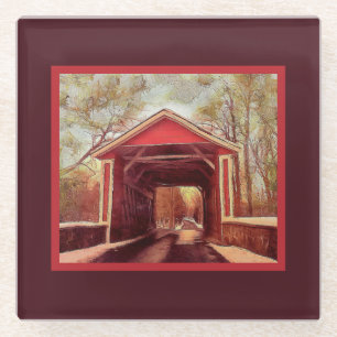 Delaware Ashland Covered Bridge Glass Coaster