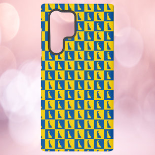 Delaware Blue Gold Checkerboard Pattern Samsung Galaxy Case