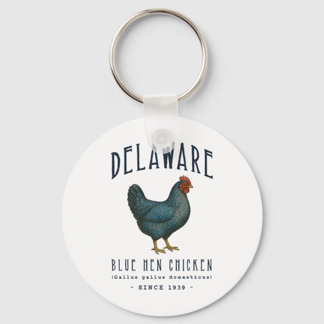 Delaware Blue Hen Chicken State Bird  Key Ring (Front)