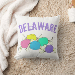 Delaware Boardwalk Salt Water Taffy Candy Beach DE Cushion