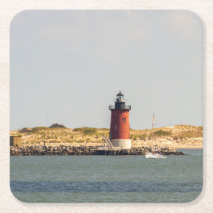 Delaware Breakwater East End Lighthouse Square Paper Coaster