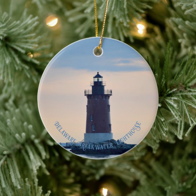 Delaware Breakwater Lighthouse Cape Henlopen Lewes Ceramic Tree Decoration (Tree)