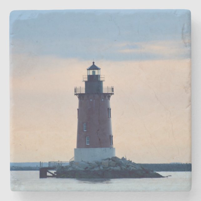 Delaware Breakwater Lighthouse Cape Henlopen  Stone Coaster (Front)