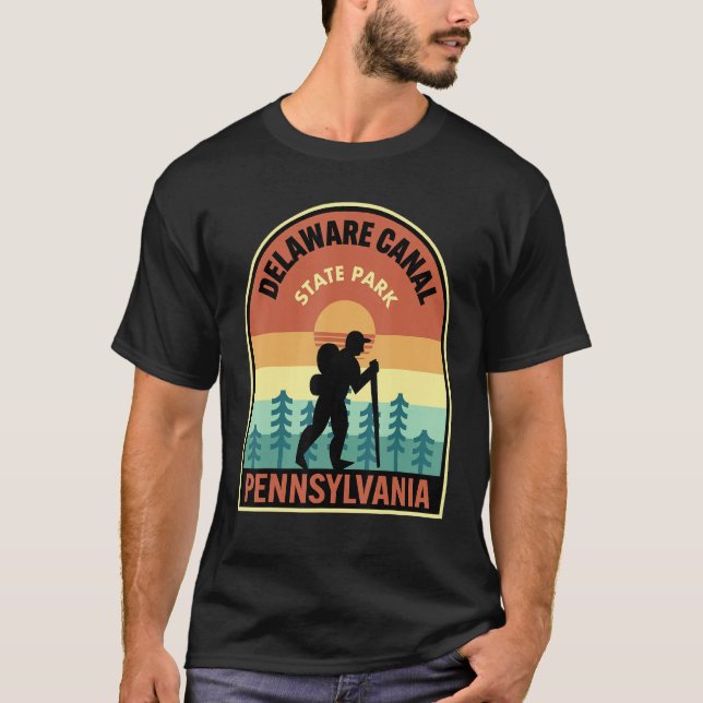 Delaware Canal State Park Pennsylvania Retro Hikin T-Shirt (Front)