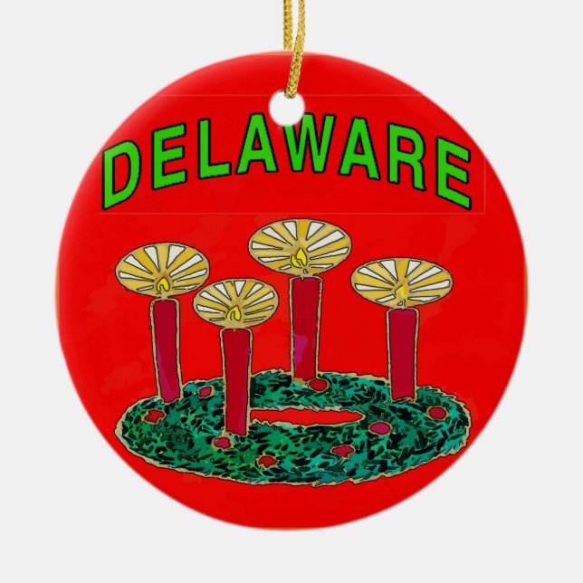 Delaware Christmas Tree Ceramic Tree Decoration (Front)