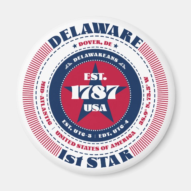 Delaware Circle Typography Souvenir Magnet (Front)
