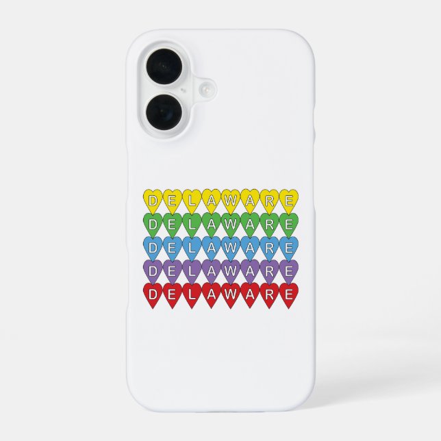 Delaware Colourful Hearts iPhone 16 Case (Back)